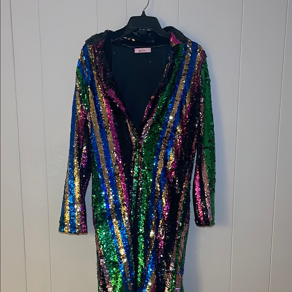 Multicolor Sequin Striped Cardigan